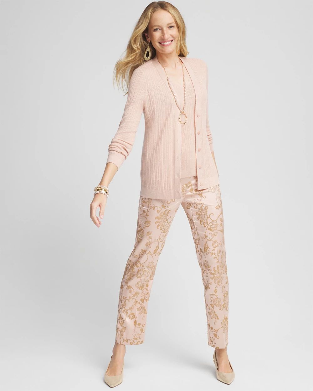 売れ筋商品|||ジェイエムコレクション ニット&セーター アウター レディース Petite Short-Sleeve Shine Cardigan, Exclusively at Macy's Champagn Lurex CHICOS-BROWN-GOLD-SHIMMER-